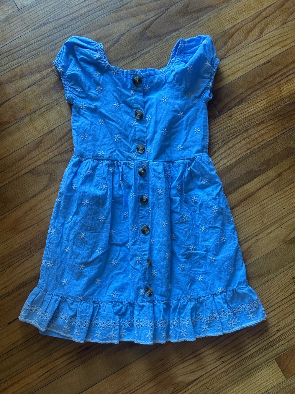 Little Lass Light Blue Embroidered Dress Flutter Sleeve Girls Size 8
